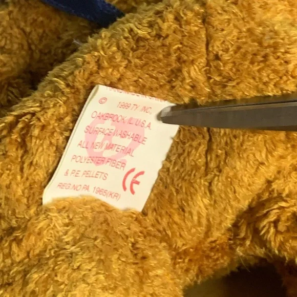 FUZZ THE BEAR Original TY Beanie Baby Bear RETIRED 1998 ERRORS RARE MWT